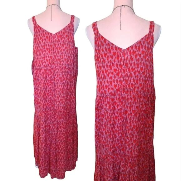JOIE Tea Rose Red Floral Sleeveless Tiered Cotton Maxi Dress Large NWT - Picture 12 of 16
